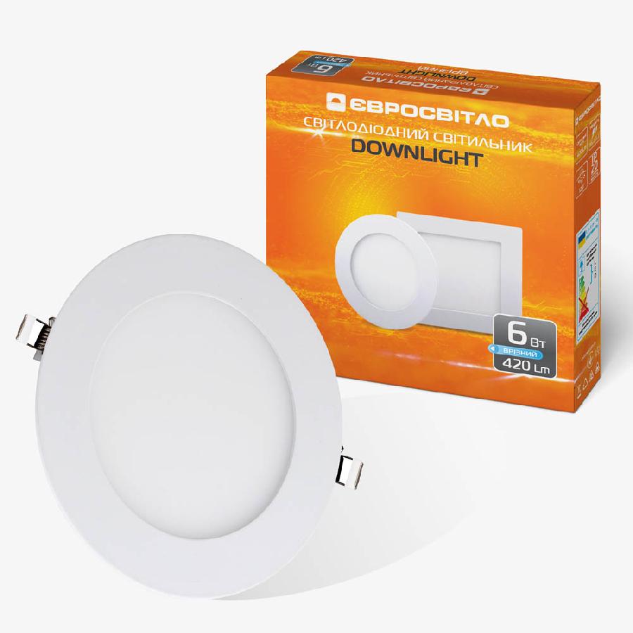 Світильник точковий врізний Євросвітло 6Вт коло LED-R-120-6 6400К